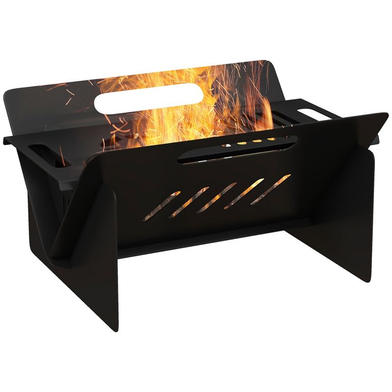Outsunny 3-In-1 Portable Fire Pit, Stove, Coffee Table with Carrying Bag, Quick Assembly Wood Burning Firepit, Black, 1 of 7