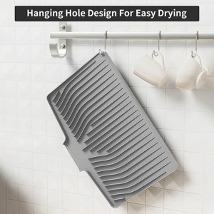 LunaLulinlk Silicone Dish Drying Mat with Drain Lip – Large 18.9"x13.8" Hygienic Counter Tray for Kitchen Sink, Easy to Clean Gray - 1 of 4