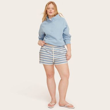 Women's High-Rise Drawstring Knit Pull-On Shorts - Parke x Target Light Blue/Orange Striped XS