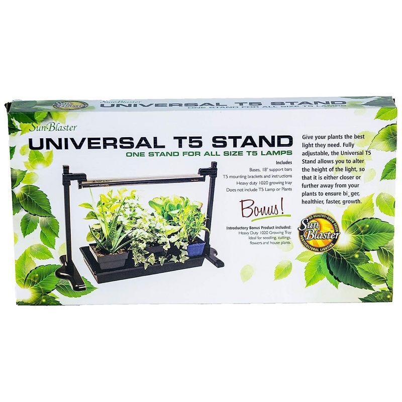 SunBlaster Universal Powder-Coated Aluminum Adjustable Lighting Stand with Heavy-Duty Plant Growing Tray, Fits All Size T5 Light Strips, 4 of 7