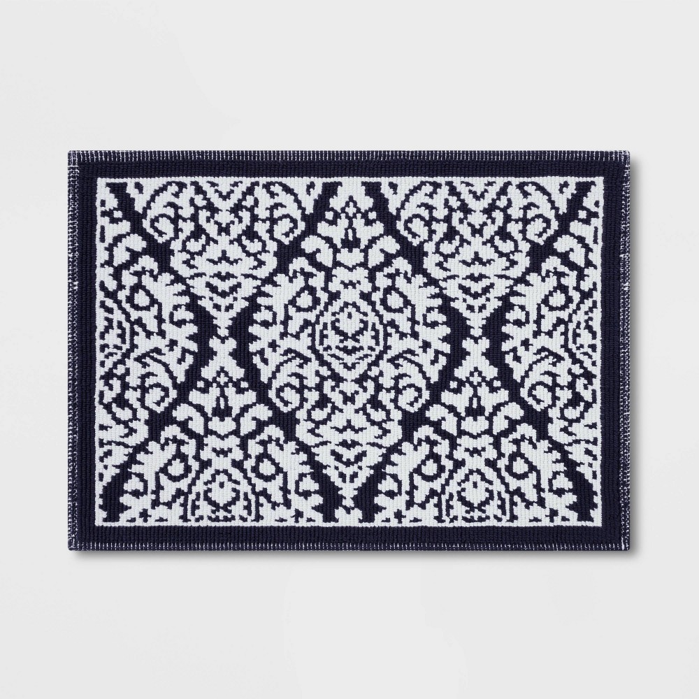 21"x30" Accent Bath Mat Navy Ogee - Threshold™