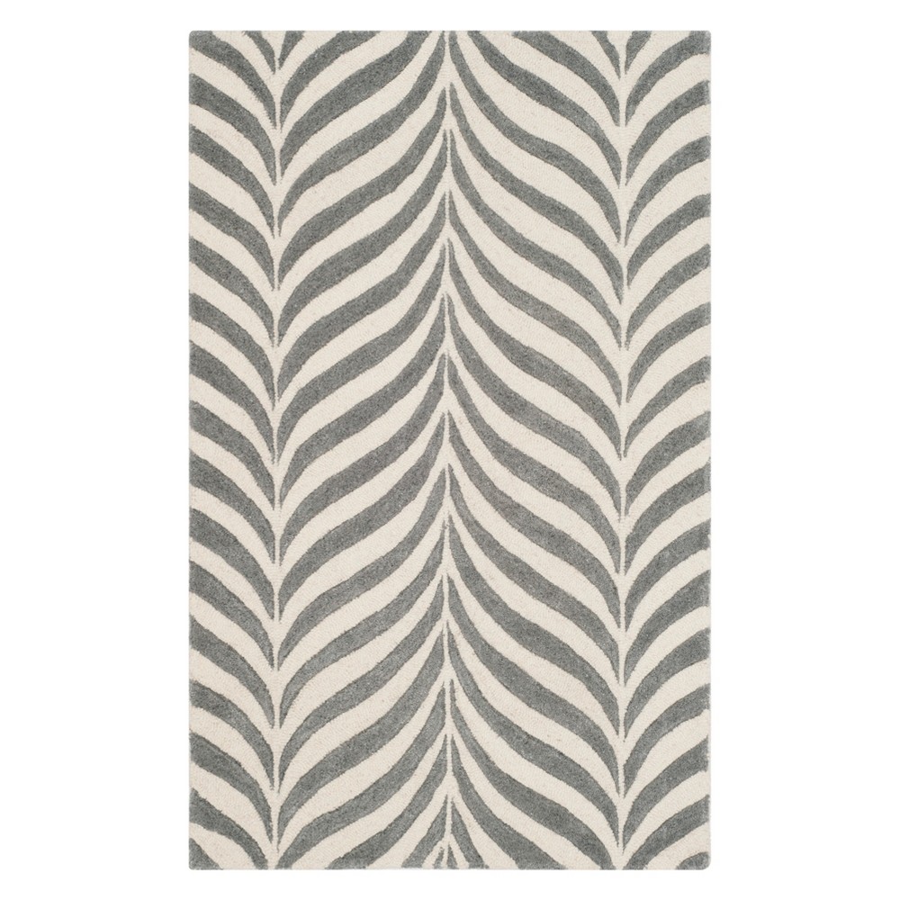 2'6inx4' Stripe Accent Rug Ivory/Gray - Safavieh