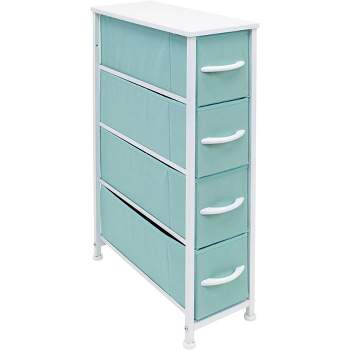 Sorbus 4 Drawers Narrow Dresser - with Steel Frame, Wood Top & Easy Pull Fabric Bins for Small Spaces, Closets, Bedroom, Bathroom & Laundry