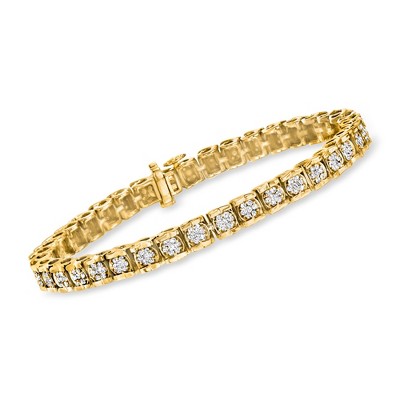 Ross-Simons 2.00 ct. t.w. Diamond Cluster Tennis Bracelet in 18kt Gold Over Sterling