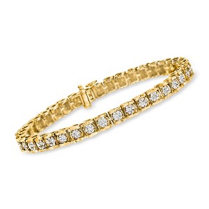 Ross-Simons 2.00 ct. t.w. Diamond Cluster Tennis Bracelet in 18kt Gold Over Sterling - 1 of 3