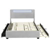 HomeRoots Light Gray Tufted Boucle Lighted Queen Bed Frame With Trundle And USB And Drawers - 4 of 4
