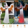 SEVOBAL Party Decorations Accessories 12FT 4pcs Giant Scary Ghost Flames and Flashing Red Eyes Inflatable Halloween Decoration, White, 93"*35"*144" - 2 of 4