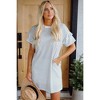 Amaryllis Women's Striped T-Shirt Dress with Ruffled Short Sleeves Crew Neckline Relaxed Fit and Side Pockets - 4 of 4