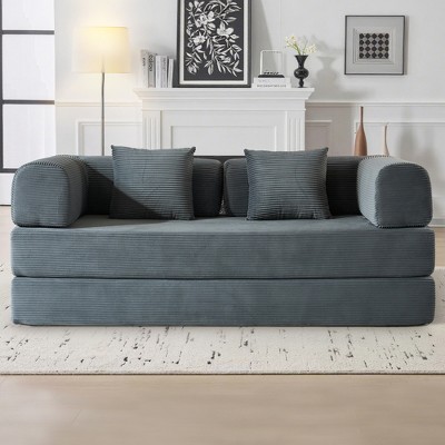 Dolonm 78" Teddy Cordury Convertible Sofa Bed 4-in-1 Modular Boneless Compression Couch,No Assembly, for Small Space, Apartment, Living Room
