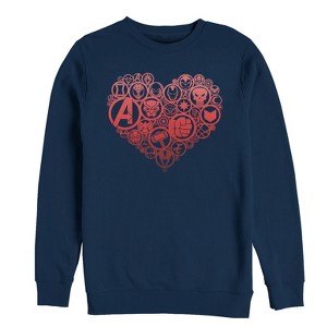 Men's Marvel Valentine's Day Hero Icon Heart Sweatshirt - 1 of 3
