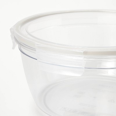 4pc (set of 2) 8.5 Cup and 14 Cup Tritan Plastic Round Food Storage Container Set with Lids Clear - Filament™: Stackable MISSING CLIP ON LARGER BOWL