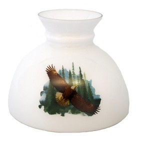 Aladdin Oil Lamp Glass Shade Fits 10 in Shade Ring Base, Diffuses, Softens and Disperses Light, White with Soaring Eagle - 1 of 4