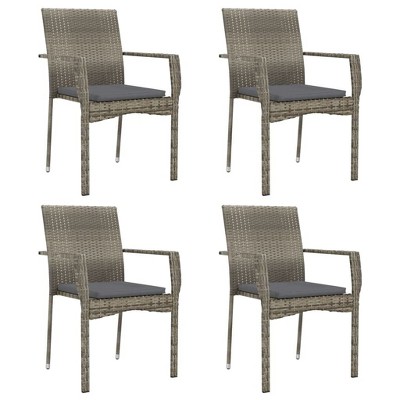 vidaXL Modern Garden Patio Chairs Set - Pack of 4, Durable Poly Rattan Design, Includes Cushions