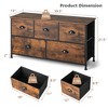 Costway 5-Drawer Dresser Fabric Storage Tower w/wooden Top Chest Organizer  Rustic Brown