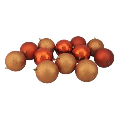 Northlight 12ct Shatterproof 4-Finish Christmas Ball Ornament Set 4" - Orange