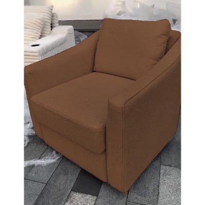Swivel Accent Chair for Living Room, 360° Rotating Modern Linen Upholstered Armchair - Comfy Ergonomic Backrest Single Sofa
