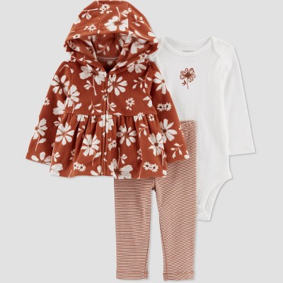 Image of Carter's Just One You®️ Baby Girls' Floral Top & Bottom Set - Brown 3M