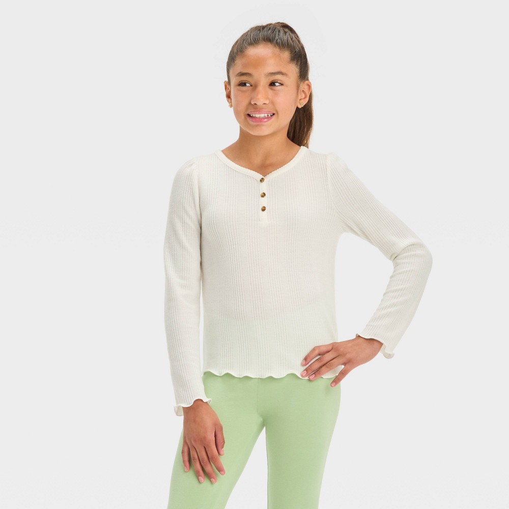 Girls' Cozy Waffle Sweater - Cat & Jack™ Cream XL