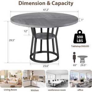 Round Dining Table for 4-6, 47.2in Circle Farmhouse Kitchen Table with Storage for Dining Room, Living Room, Meeting Room, Apartment - 1 of 4