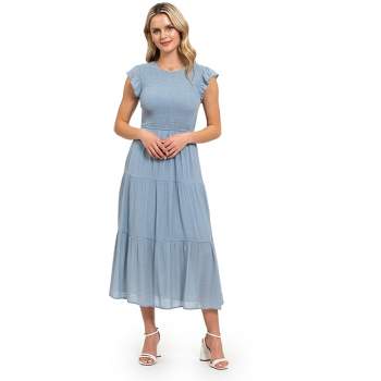 August Sky Women's Ruched Long Sleeve Midi Dress : Target