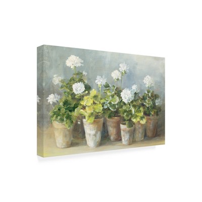 Trademark Fine Art -Danhui Nai 'White Potted Geraniums' Canvas Art
