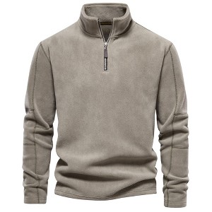 Men's Stand Collar Sweatshirt Casual Half-Zip Long Sleeve Pullover Top - 1 of 4