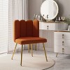 Barbara Velvet Vanity Stool for Makeup Room, Moden Accent Side Chairs for Living Room with Golden Metal Legs | Artful Living Design-ORANGE - 2 of 4