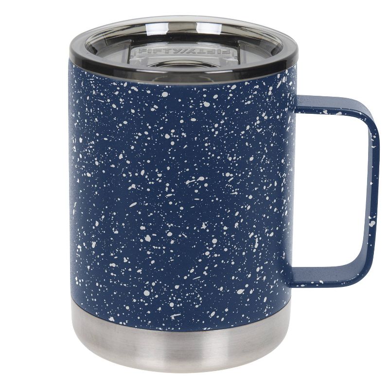 FIFTY/FIFTY 12oz Stainless Steel with PP Lid Speckle Mug Navy/White, 1 of 5