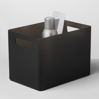 Large 9 x 6 x 6.5 Bathroom Organizer Bin with Handles Black