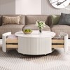 Okak Modern Round Fluted Coffee Table with Hidden Storage Space,Stone/Wood Veneer Center Table for Living Room,Bedroom - 4 of 4