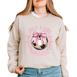 Simply Sage Market Just A Girl Who Loves Soccer Coquette Sweatshirt - 1 of 4