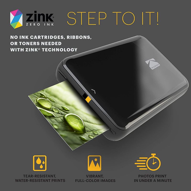 KODAK Step Instant Printer Bluetooth/NFC Wireless Photo Printer with ZINK Technology & KODAK App for iOS & Android Prints 2x3” Sticky-Back Photos., 4 of 7