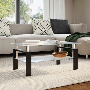 vidaXL Coffee Table Grey and Transparent Tempered Glass and Melamine - 1 of 4