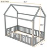 Kumasinova House Shaped Twin/Full Size Bed Frame,Wood Twin/Full Bed Frame with Fence&Door,Rustic Wash Design Twin/Full Bed Frames for Kids - 2 of 4