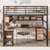 Full Size Metal Loft Bed with Bookcase, Desk and Cabinet - 3 of 4