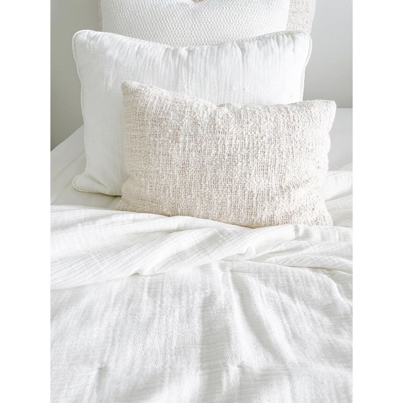 Cozy Cotton White Boucle Lumbar Pillow 14x20, 2 of 9