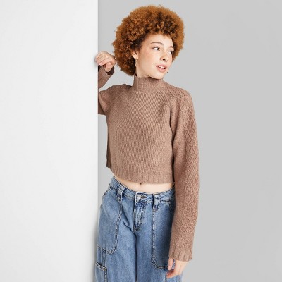 Women's Mock Turtleneck Boxy Pullover Sweater - Wild Fable