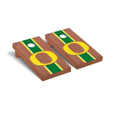 NCAA Oregon Ducks Premium Cornhole Board Rosewood Stained Stripe Version