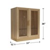 Black Wood Grain Storage Cabinet with Double Glass Doors, Decorative Storage Cabinet - 3 of 4