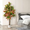 Resenkos 2-Pack 5-Foot Artificial Croton Plant, Features Multi-Color Gradient Leaves, Multi-Color Red - 4 of 4