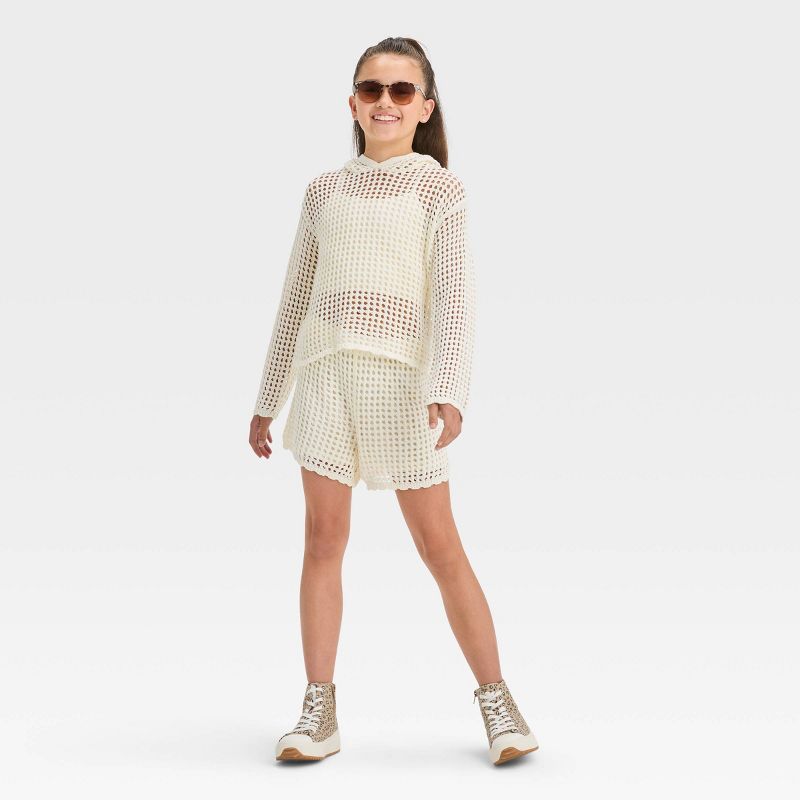 Girls' Open Knit Sweater Shorts - art class™, 4 of 7