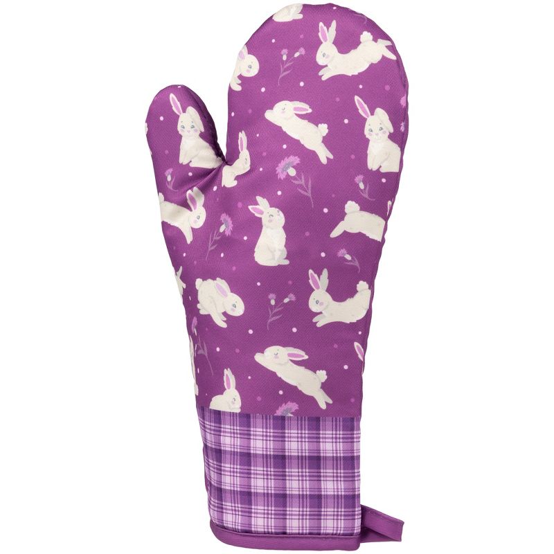 Northlight Set of 2 Purple Floral Easter Bunny Oven Mitts 13.75", 3 of 6