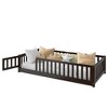 Gulches Twin Size Rubber Wood Floor Bed with Fence, Revolving Door & Safety Guardrails, Espresso - 4 of 4
