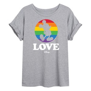 Women's Disney Love Oversized Graphic T-Shirt - Heather Grey - X-Large - 1 of 4