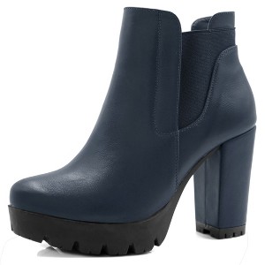 BLISSFUL STEP Women's Halloween Chunky High Heel Platform Zipper Chelsea Boots - 1 of 4