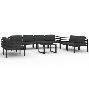 vidaXL 9 Piece Outdoor Lounge Set with Cushions - Durable Aluminum Patio Furniture - Comfortable, Weather-Resistant, and Modular Design - Anthracite - 1 of 4