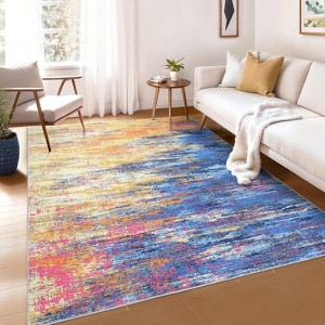 Washable Runner Rug  Entryway Runner Rug Non Slip Low Pile Hallway Runners Indoor Soft  Abstract Throw Rugs for Entrance  Bedroom - 1 of 4
