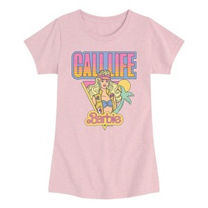 Girls' - Barbie - Cali Summer Fitted Short Sleeve Graphic T-Shirt - 1 of 4