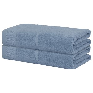 Unique Bargains Cotton Highly Absorbent Quick Drying Bath Towels for Bathroom 2 Packs - 1 of 4