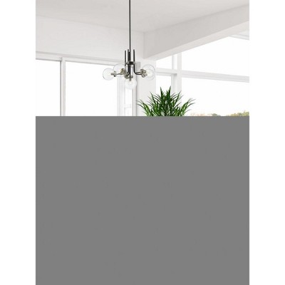 Elegant Parsons 27" Matte Black & Brushed Nickel Chandelier